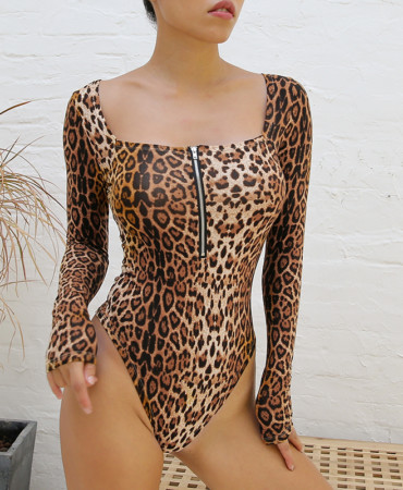 leopard print,bodycon,bodysuit